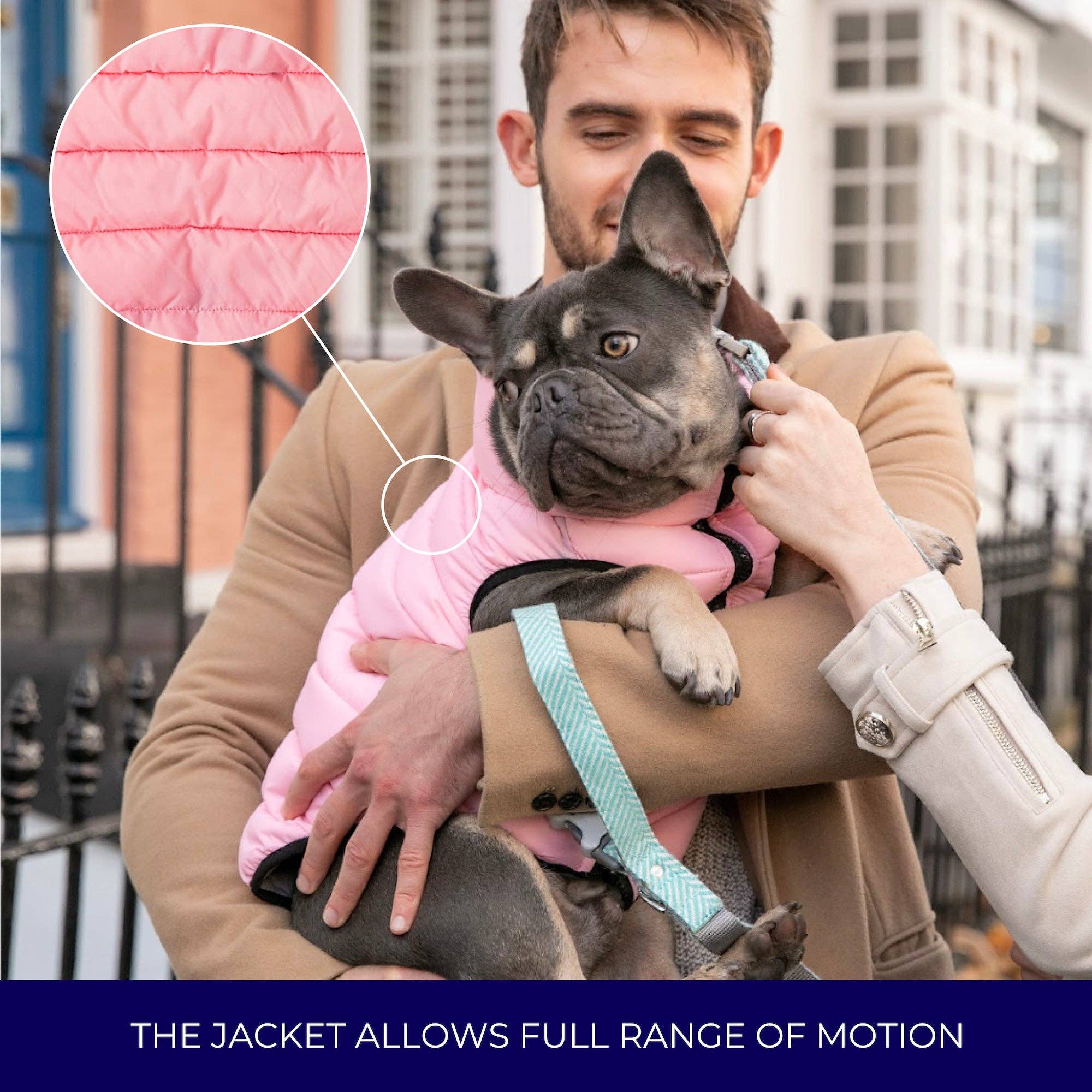 Hugo & Hudson - Vendbar Hundepufferjakke - Lyserød og Grå